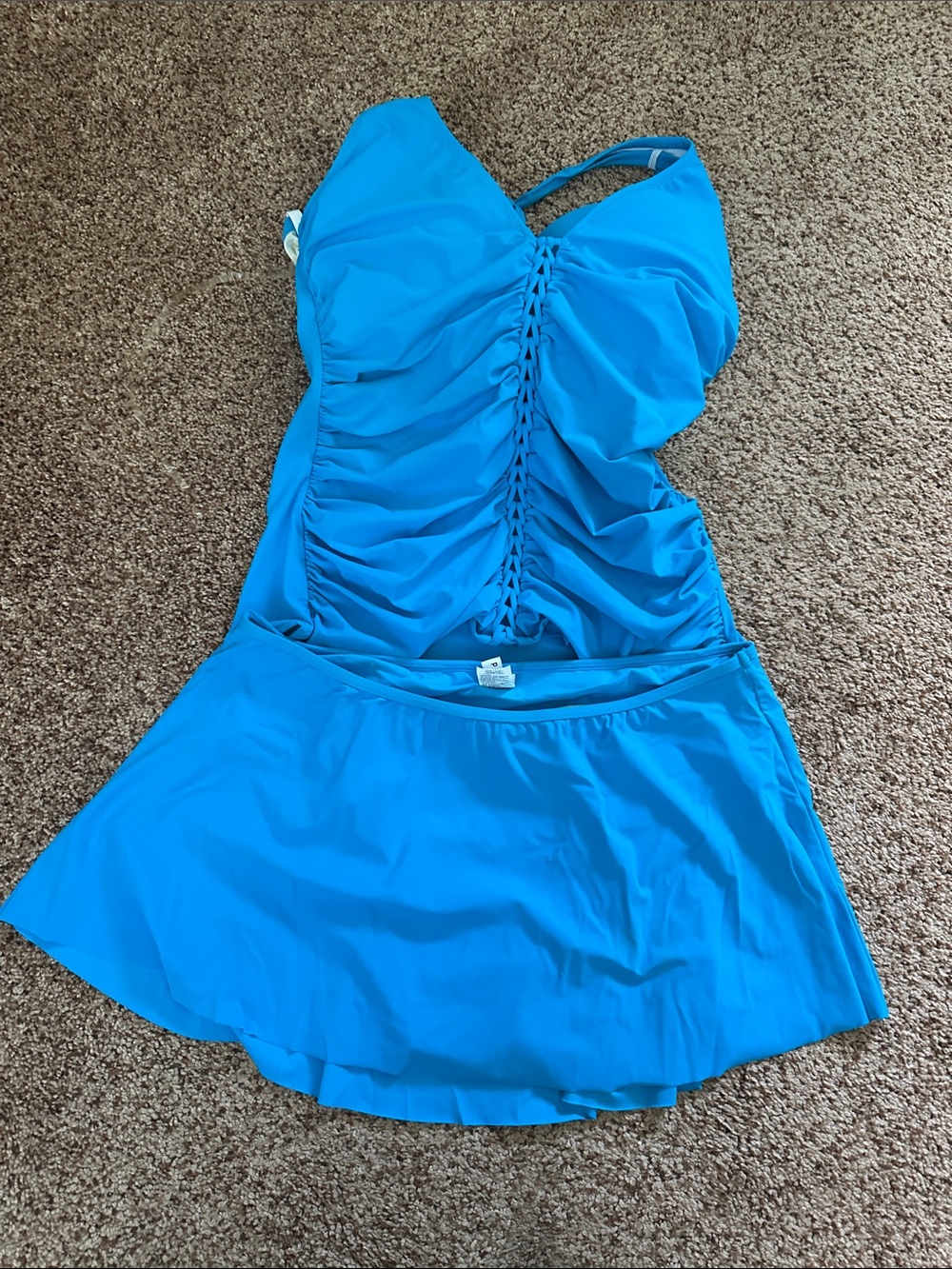 Bright Blue Ruched swim suit